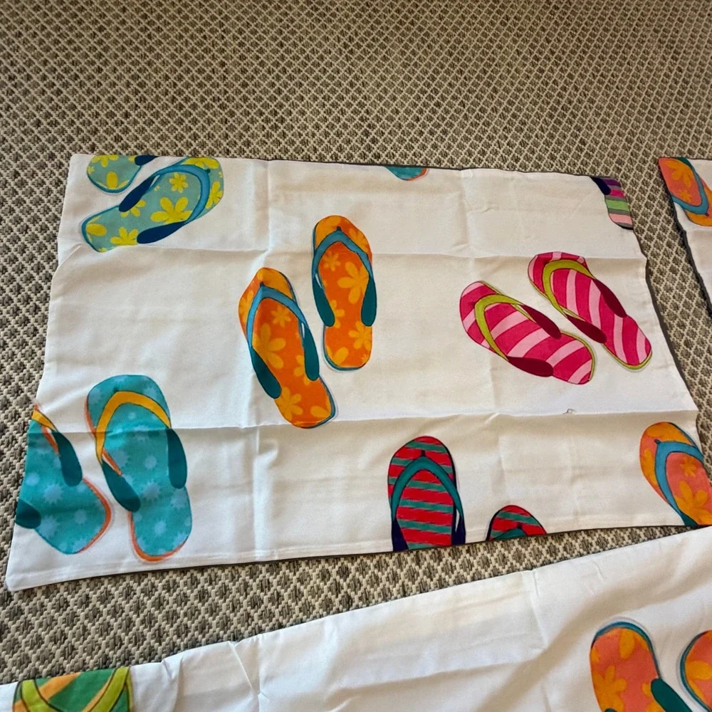 Flip Flop Duvet Cover Set Twin 2 Pillowcases Beach House Coastal Dorm Bedding